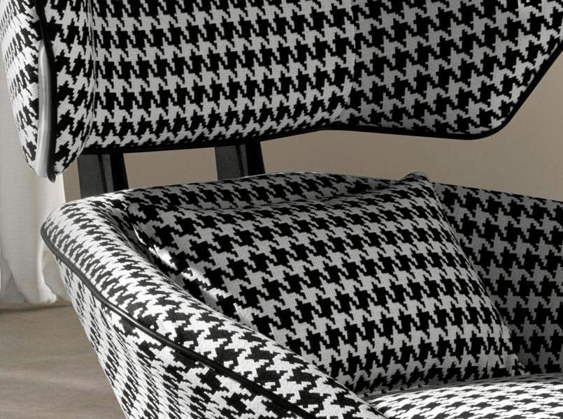 Angel Cerdá Black and White Fabric Swivel Armchair 5142