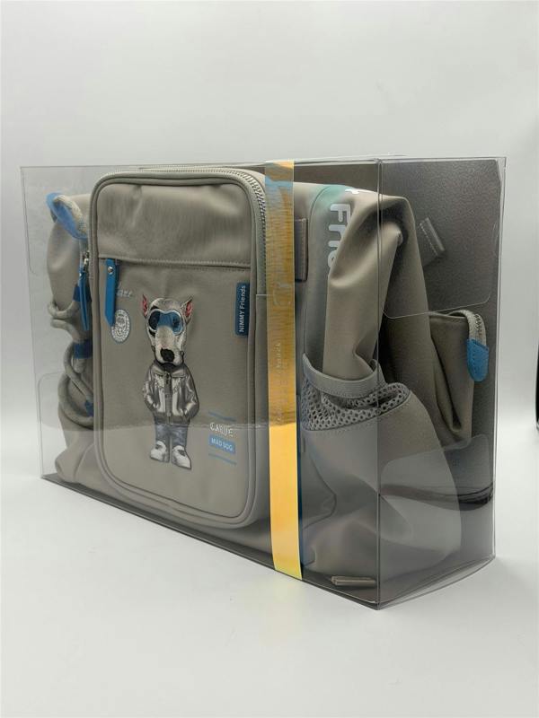 Nimmy Friends Nimmy Cool & Cute 2.0 Blue Terrier Dog Laptop Backpack with Detachable Pouch Grey - N-KM-DNBB-019