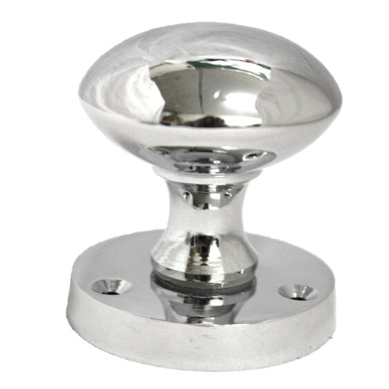 EDH Door Hardware Polished Chrome Round Door Knobs on Rose – Modern Internal Mortice Door Knob Set – 1 Pair