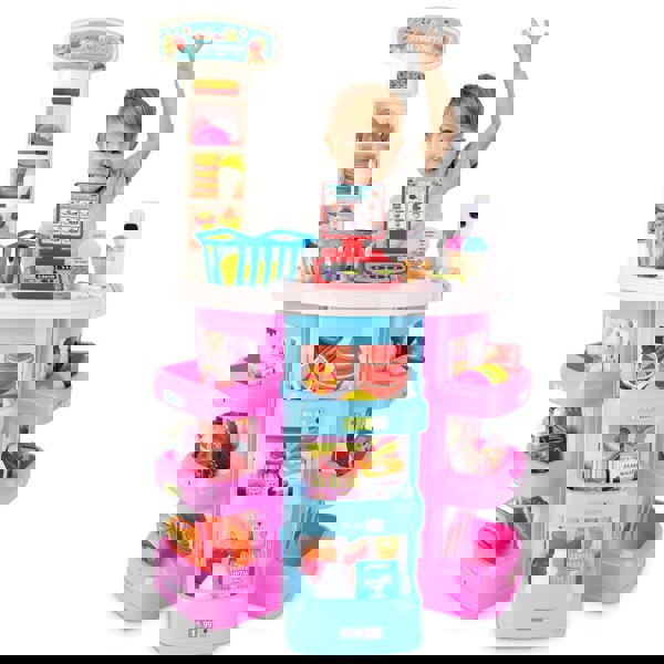 deAO Toys Grocery Supermarket Toy with Cash Register, Scanner, Lights & Sound – Pretend Play Ice Cream and Dessert Shop Set