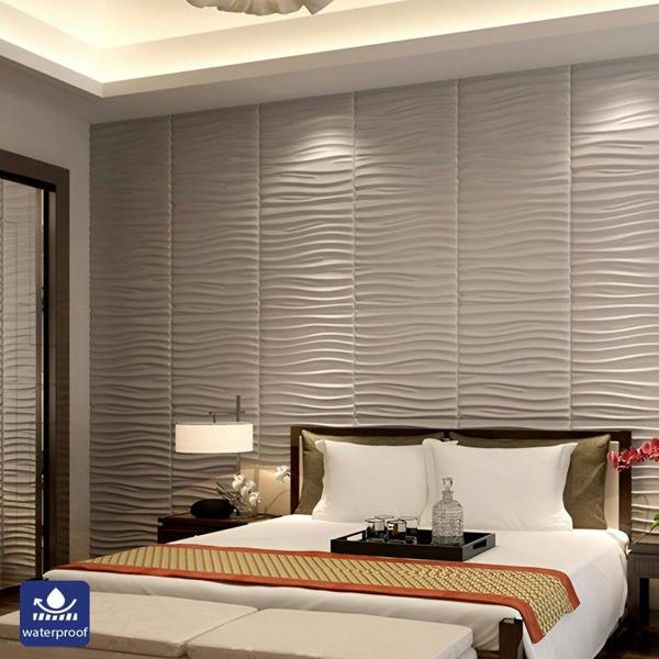 ENER-J Nile Wave 3D Grid PU Leather Wall Panels - 60x60cms, 10mm Thickness Size 600 x 600 mm (Pack of 4)