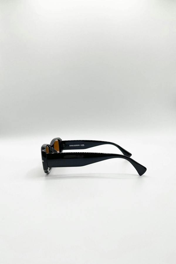 SVNX Bold Retangle Sunglasses In Brown Stripe