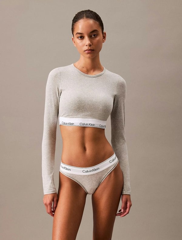 Calvin Klein MODERN COTTON Womens T-Shirt Bralette Grey