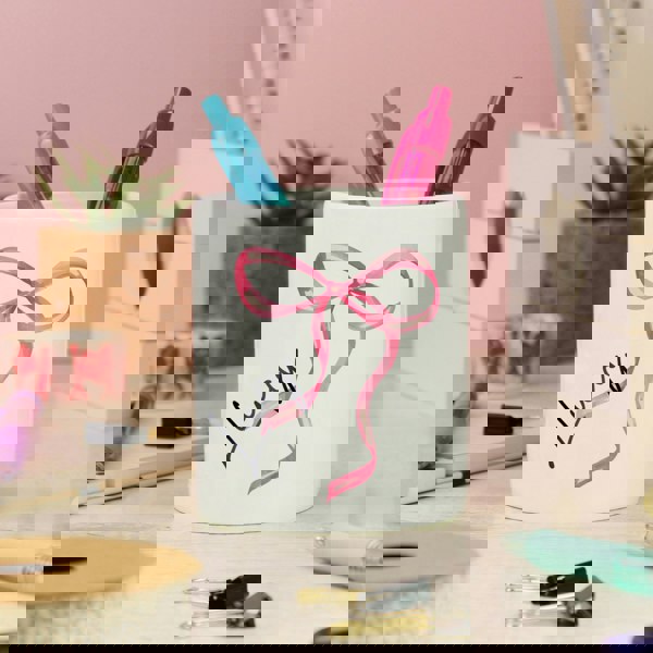 Personalised Memento Company Personalised Bow Make Up Brush Holder