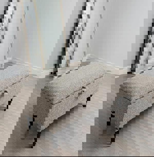 ISTOOLS Animal Print Cream Storage Ottoman Bench – Coffee Table, Pouffe Seat & Hidden Storage