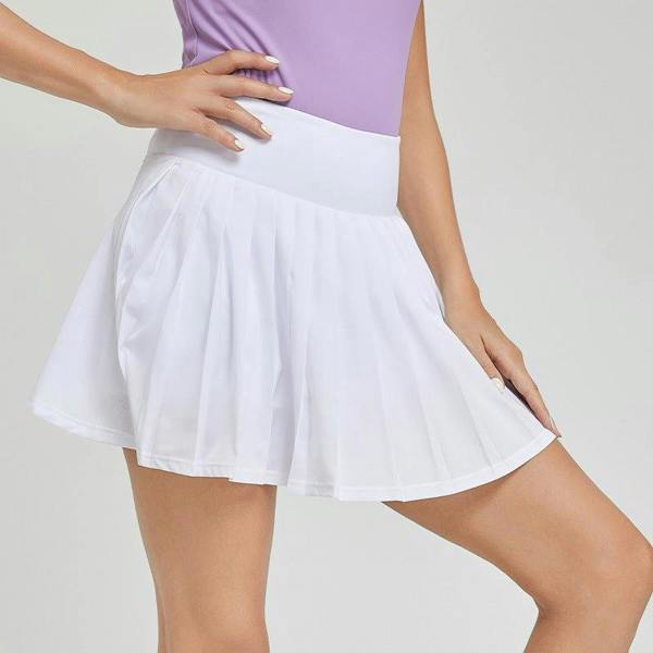Anniou UPF 50+ Quick-Dry Pleated Tennis Skirt - white