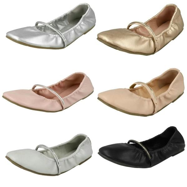 Spot On Ladies Spot On Rouched Topline Flat Ballerinas F80270