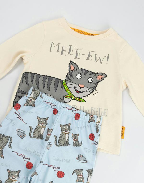 Vanilla Underground Gruffalo & Friends Tabby McTat Unisex Kids Multicoloured Meee-ew Long Sleeve Long Leg Pyjama Set