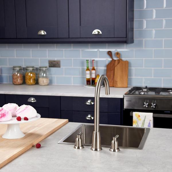 Flode Narvik | Dual Lever 3 Hole Kitchen Tap | Pewter Finish