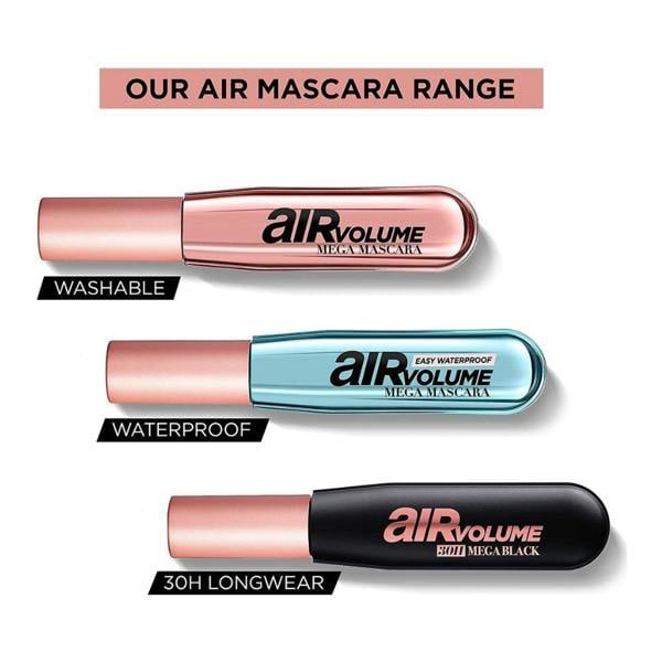 3 x L'Oreal Paris Air Volume 30H Mega Black Mascara 9.4ml - Black