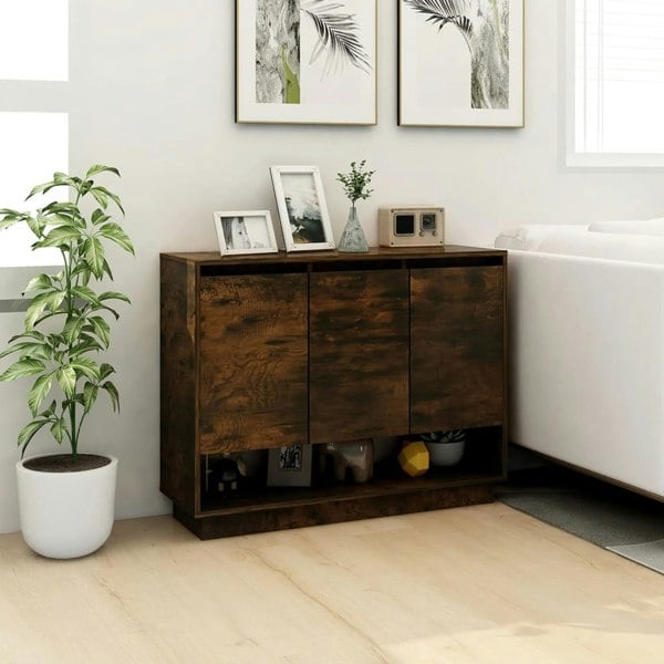 Berkfield Sideboard Smoked Oak 97x31x75 cm Engineered Wood