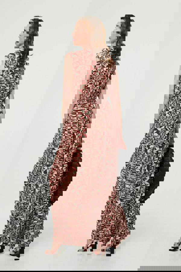 Red | Geo Print Sleeveless Tie Waist Jumpsuit
