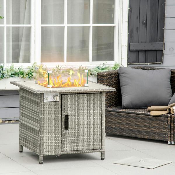 Rattan Gas Fire Pit Table