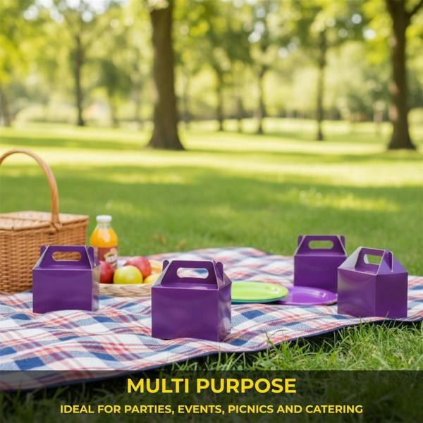 Size Options Purple Cardboard Party Food Boxes for Snacks, Cakes and Takeaway Treats image 4