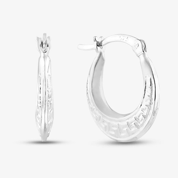 T. H. Baker Sterling Silver Oval Patterned Creole Hoop Earrings S3041