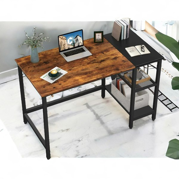 Rafaelo Mobilia Industrial Writing Desk With 2 Shelves Rustic Brown