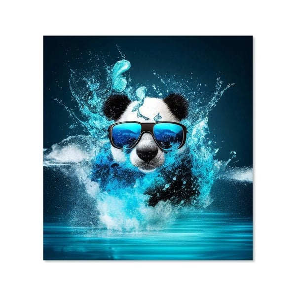 Warren Reed - Designer Panda With Glasses Splashart Water Kitchen Splashback