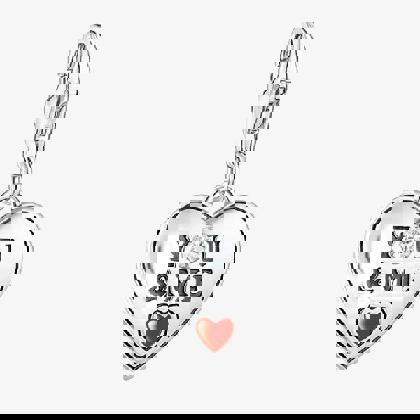 THOMAS SABO As We Love Silver Cubic Zirconia You & Me Heart Dropper Charm 2206-691-7