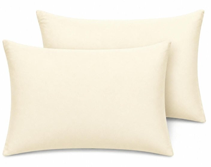 Night Zone 180 Thread Count Percale Pillowcases Pair – Crisp Easy Care Bed Linen - Cream
