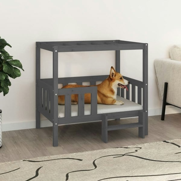 Berkfield Dog Bed Grey 95.5x73.5x90 cm Solid Wood Pine