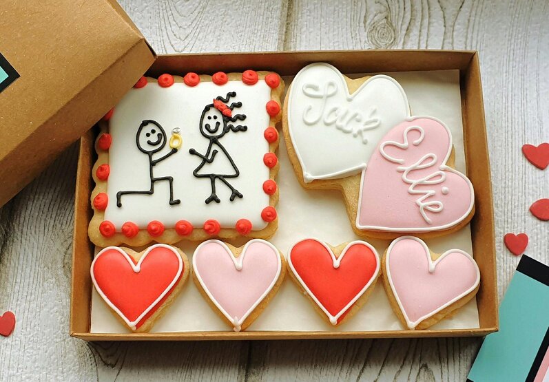 The Cookie Collaboration Hand-iced Personalised Engagement Cookie LETTERBOX/LGBTQ gift