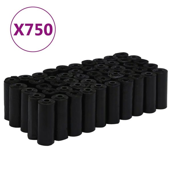 Berkfield Dog Poop Bags 750 pcs Black 30x20 cm PE