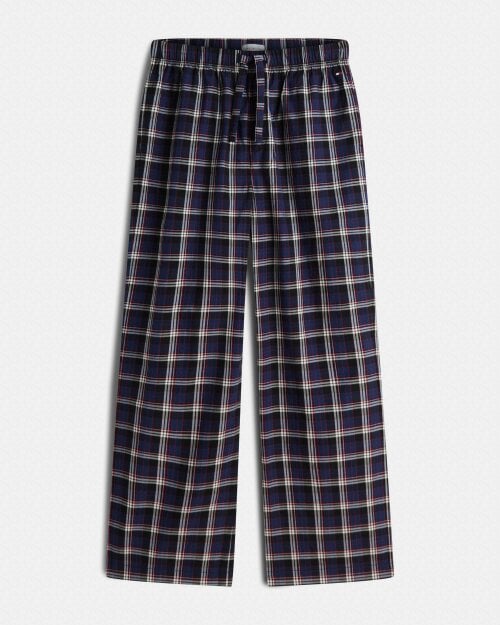 Tommy Hilfiger Woven Check Print Mens Pyjama Pants - Blue Ink Global Stripe Plaid