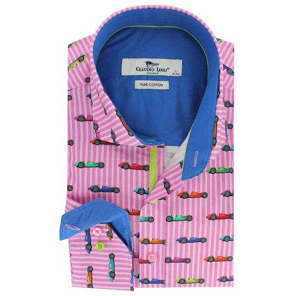 GRAND PRIX STRIPES PRINT SHIRT - Premium Men's Patterned Shirt by Claudio Lugli | Bold Design, Tailored Fit, Best Printed Shirts