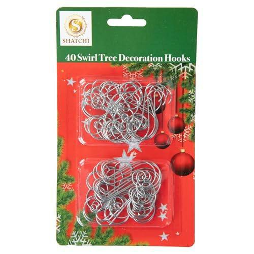 40Pcs Silver Swirl Tree Decoration Hooks for Secure, Reusable Festive Ornament Hanging image 7