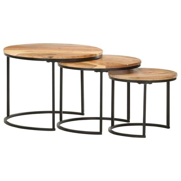 Berkfield Nesting Tables 3 pcs Solid Acacia Wood