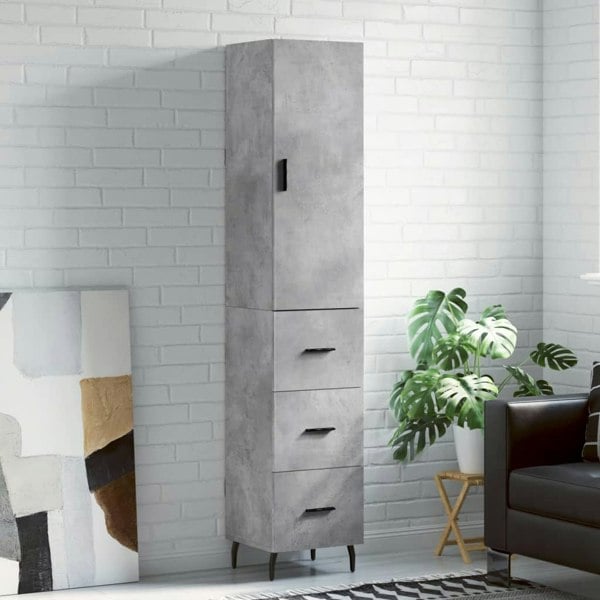 Berkfield Highboard Concrete Grey 34.5x34x180 cm Engineered Wood