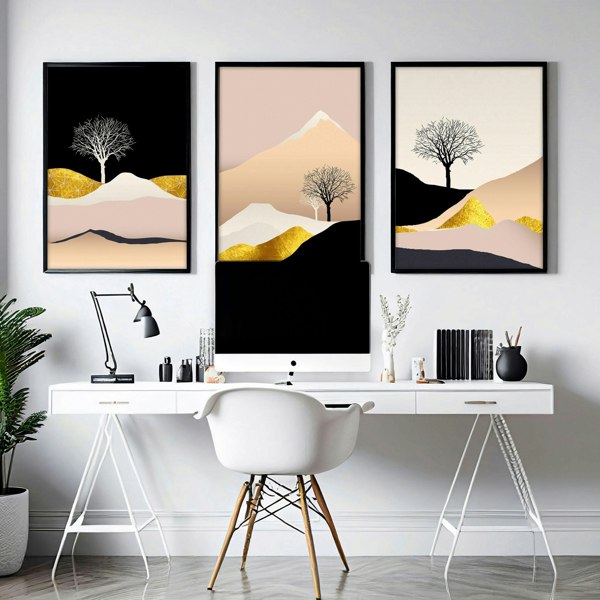 Wall art Scandinavian for office | set of 3 framed wall art