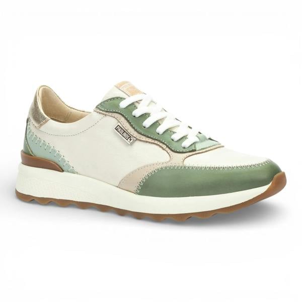 Arrecife - Women's Green Leather Lace Up Sneakers - Pikolinos - 3