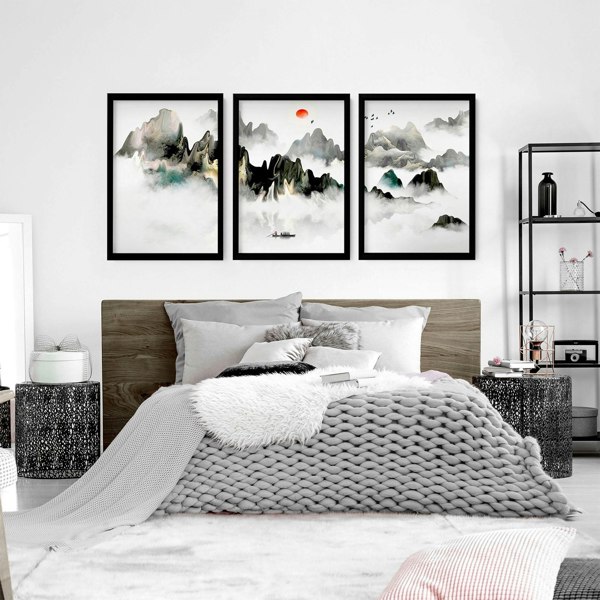 Art for a bedroom | set of 3 Japanese wall art