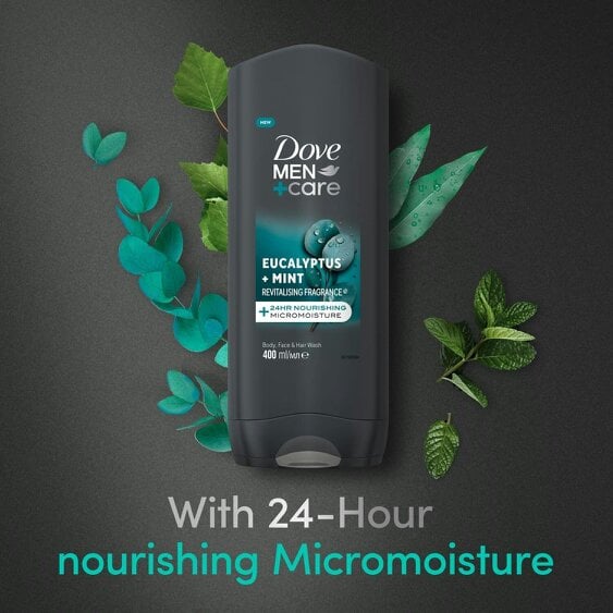 Dove Men+Care Eucalyptus + Mint 3-in-1 Hair, Face and Body Wash 6x400ml