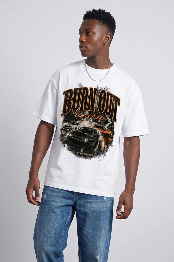 London Attitude Burn Out Limited Edition Oversized Heavyweight Graphic T-Shirt