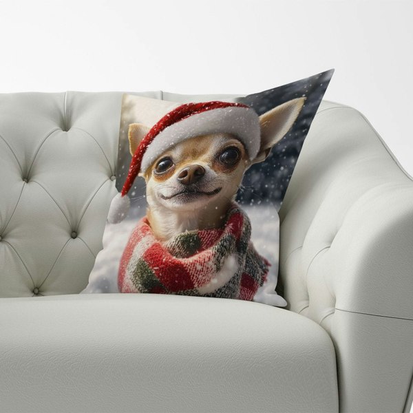 Warren Reed Christmas Chihuahua Cushion