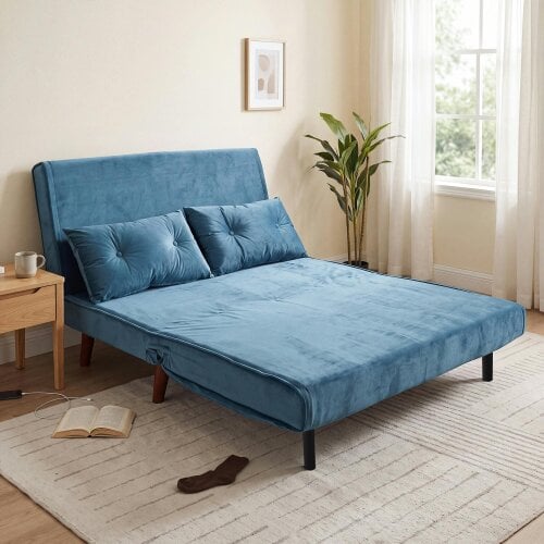 Kosy Koala Double Sofa Bed Sleeper Foldable Portable Pillow Lounge Couch Blue Sofa
