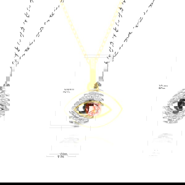 135P2101059 ECFEW™ Dainty Evil Eye Garnet & Diamond Pendant in 9ct Yellow Gold Dimensions