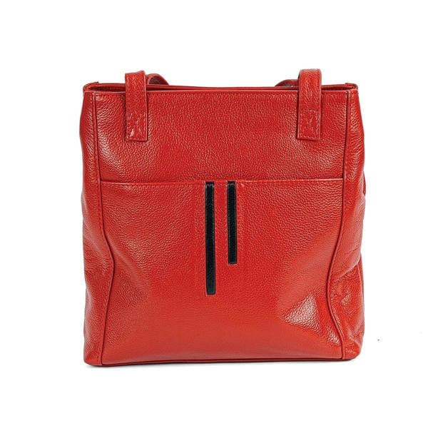Museum Selection Linear Detail Red Leather Bag