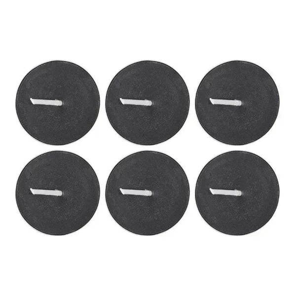 Set of 6 black tealight candle tops with short white wicks