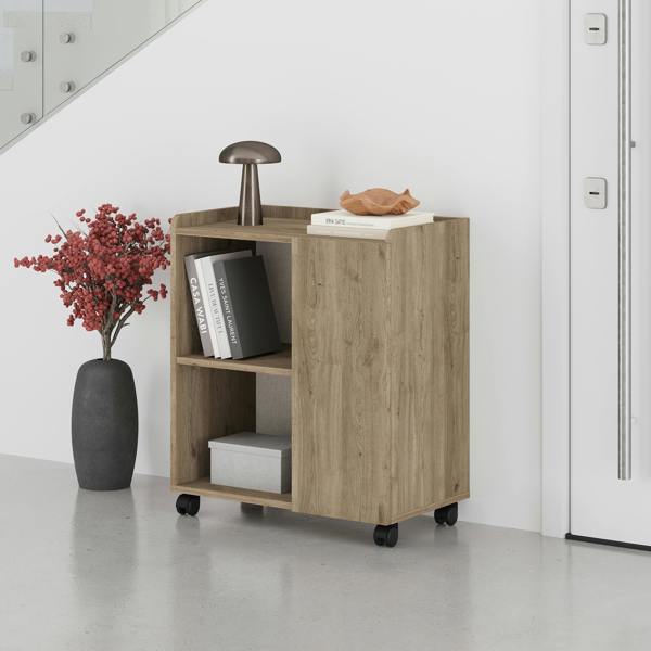 Decortie Modern Zeo Sideboard Cabinet 70x40x80cm 1 Door Storage 4 Compartments with 4 Heels Black Room, Office