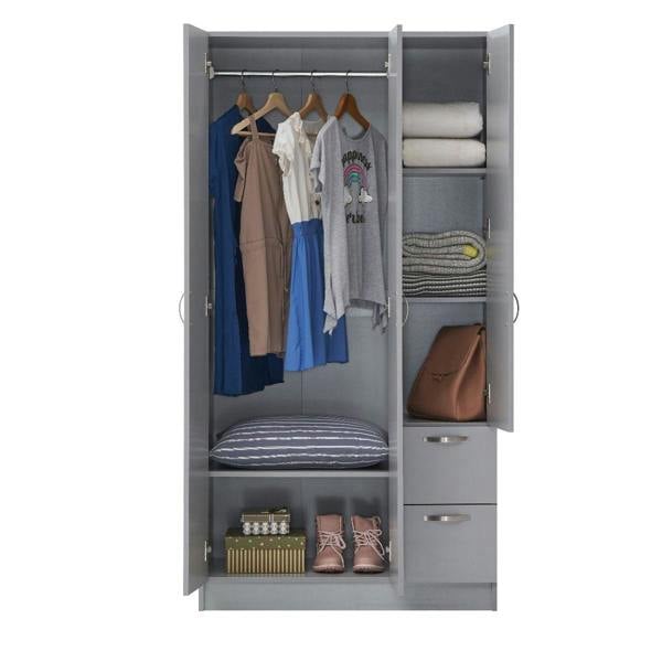 Timber Art Design Modern 3 Door 2 Drawer Wardrobe with Hanging Rail – Bedroom Storage