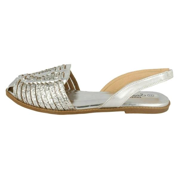 Savannah Ladies Savannah Glitter Weave Vamp Slingback Sandal