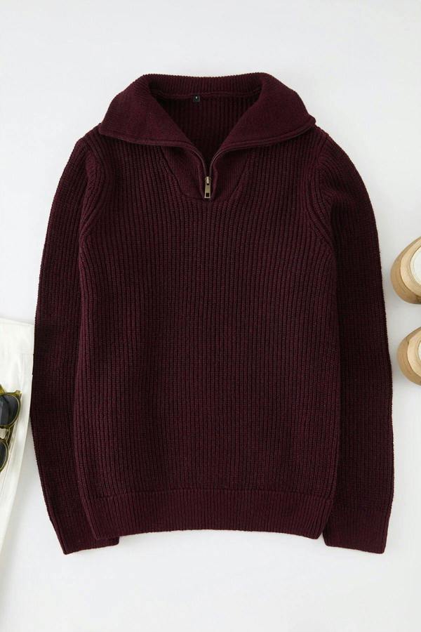 WOVCOR Regular Woolen Zippered Turtleneck Knit Men's Sweater