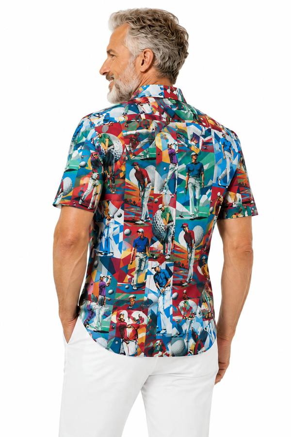Claudio Lugli Multi Golf Print Men's Short Sleeve Shirt