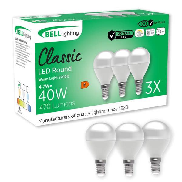 BELL Lighting E14 Dimmable LED Golf Ball 4.7W Energy Saving Light Bulb