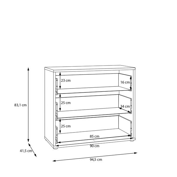 Alice Springs 3 Drawer Chest with Push-to-Open Drawers in Night Blue and White