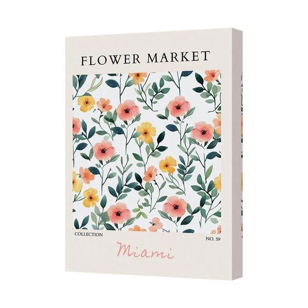 Benjamin Tate Design Flower Market Miami Canvas Art Print With Deep Wooden Frame