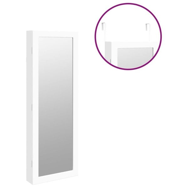 Berkfield Mirror Jewellery Cabinet with LED Lights Wall Mounted White